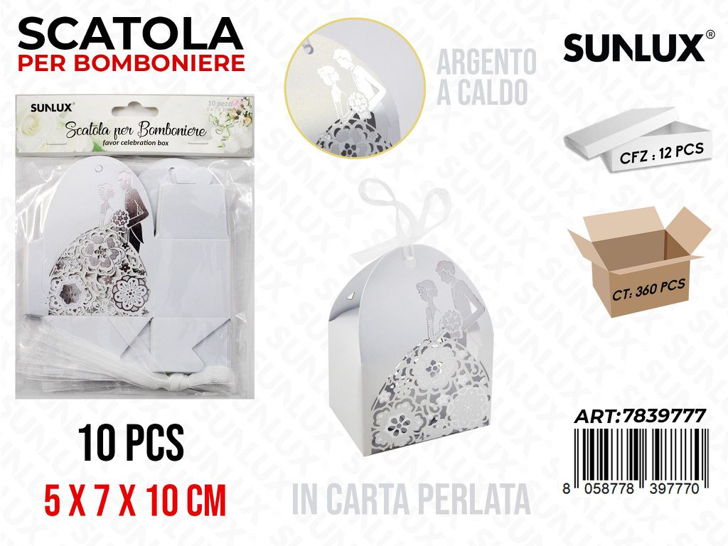 Scatola per Bomb. Bia. Sposi 10PCS 5*7*10CM
