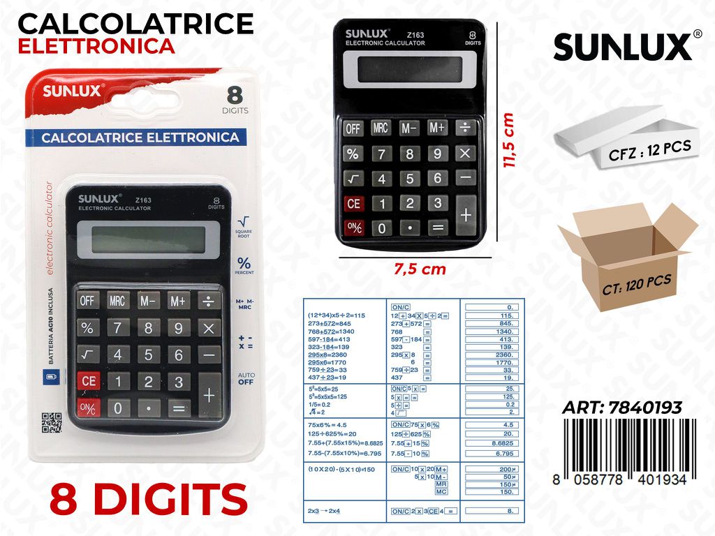 Calcolatrice Elettronica Z163 7.5*11.5CM