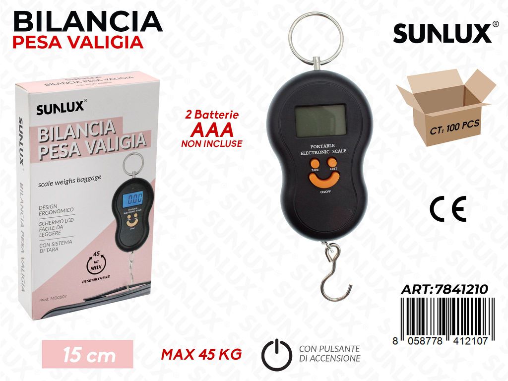 Sunlux Bilancia Pesa Valigia Max 45Kg 15Cm