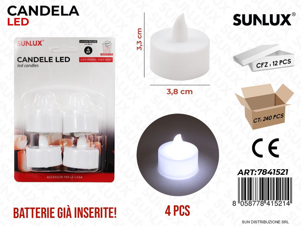 Candele Led Bianco 3.8*3.3CM 4PCS
