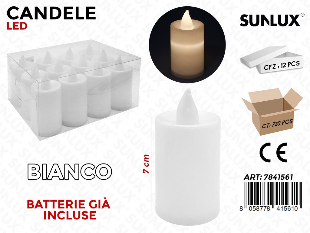 Sunlux Candele Led Bianco 7CM