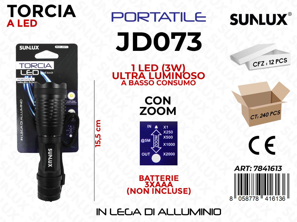 Torcia Led JD073 15.5CM