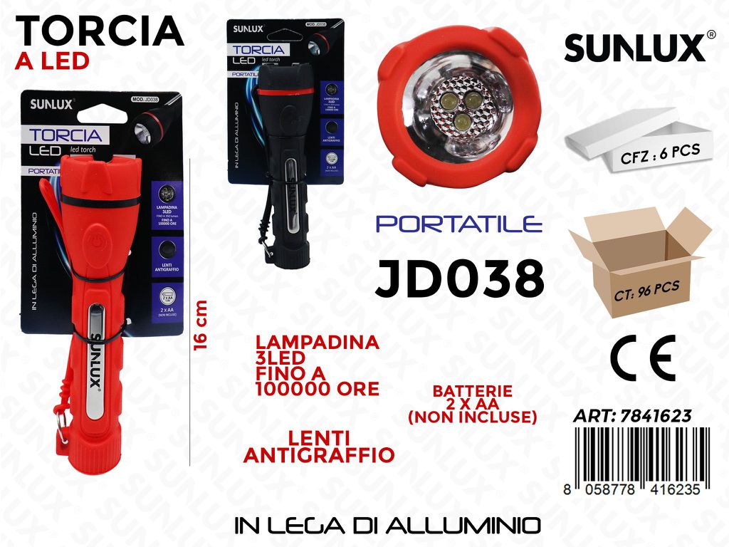 Torcia a Led JD038 16CM Col. Ass.