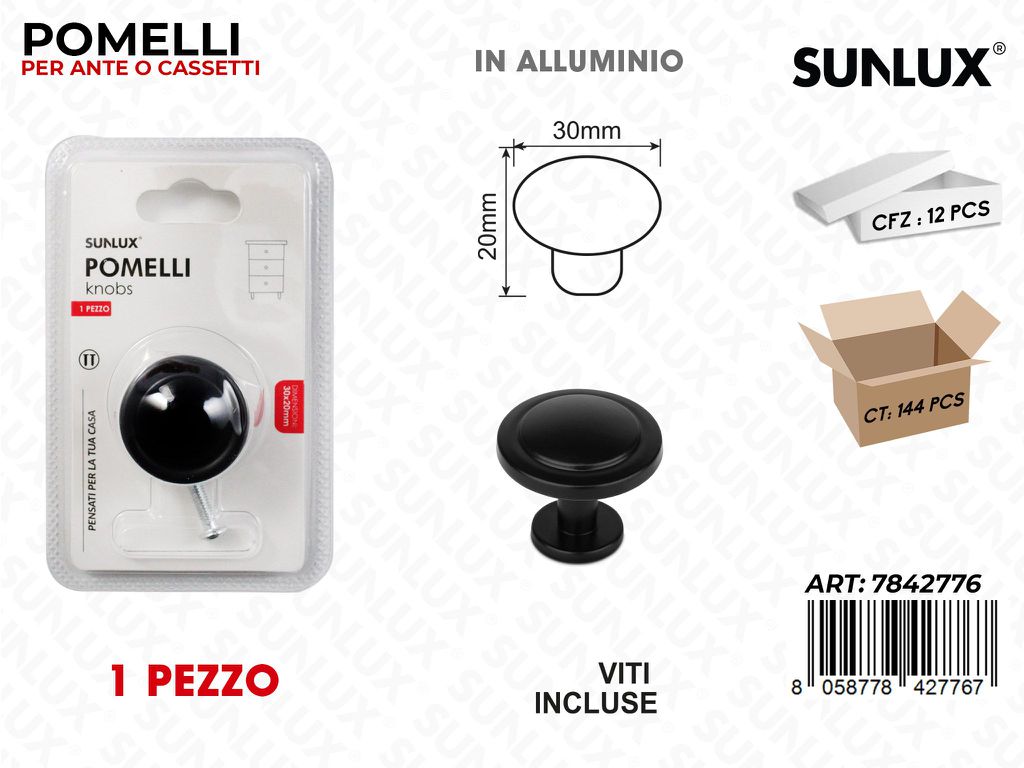 Pomelli per Cassetti in Allum. 30*20MM