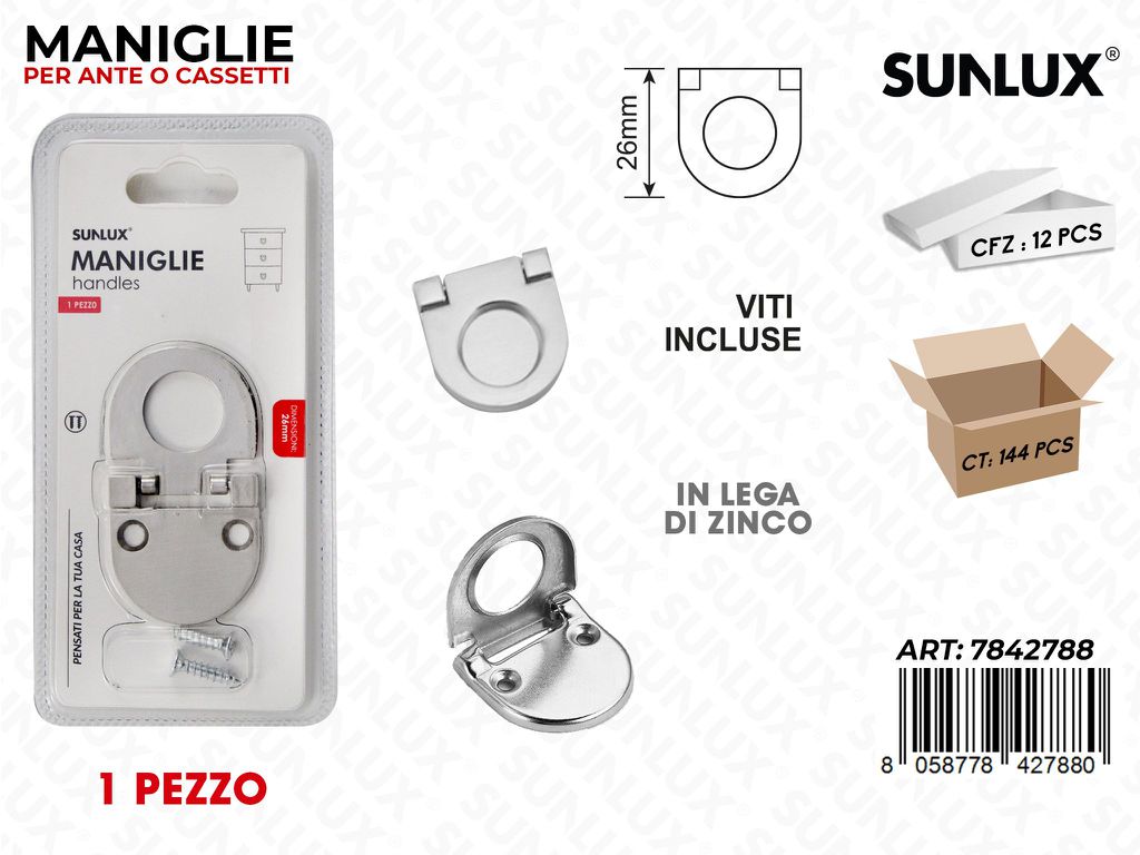 Maniglie per Cassetti in Lega di Zinco 26MM