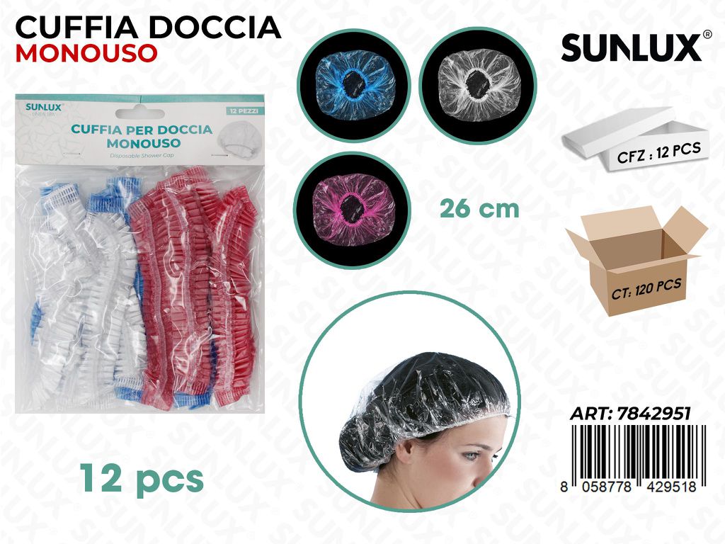 Sunlux Cuffia Doccia Monouso 12PCS 26CM