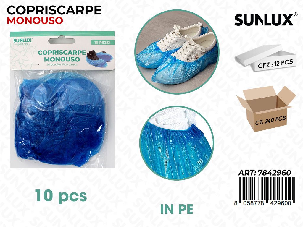 Sunlux Copriscarpe Monouso in Pe 10PCS