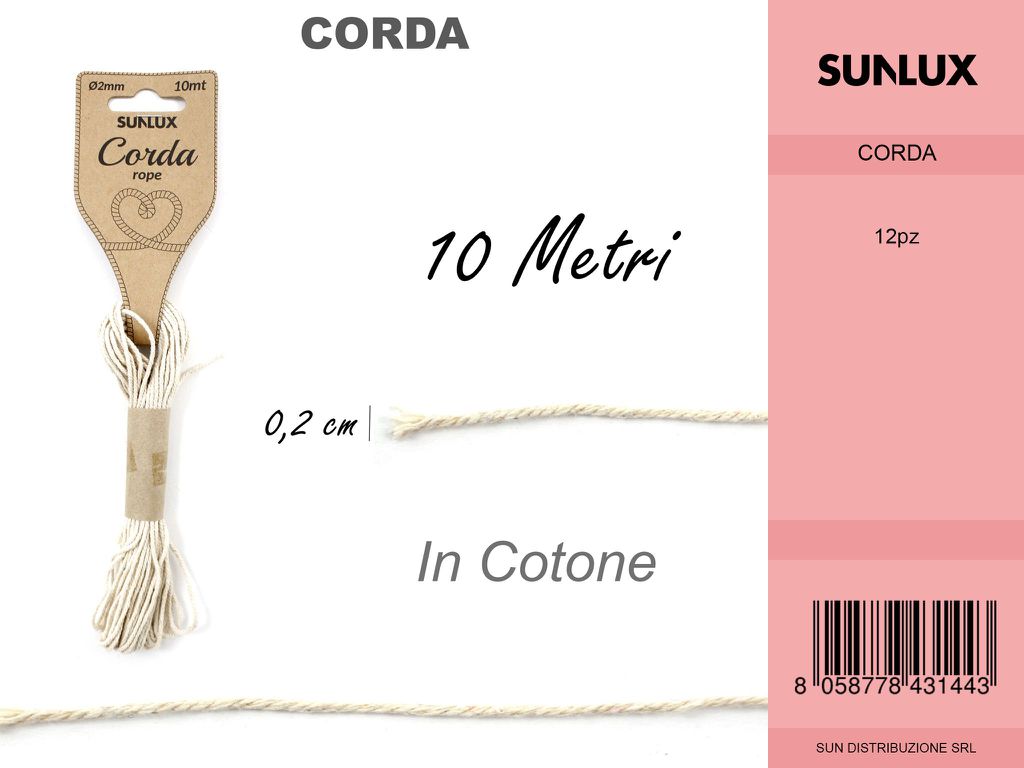Sunlux Corda in Cotone 2MM*10MT