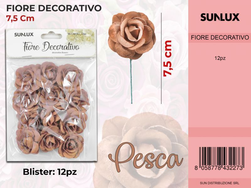 Fiore Decorativo Pesca c/ Gambo 12PC-7.5CM