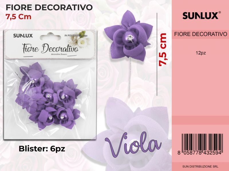 Fiore Decorativo Viola 6PC- 7.5CM