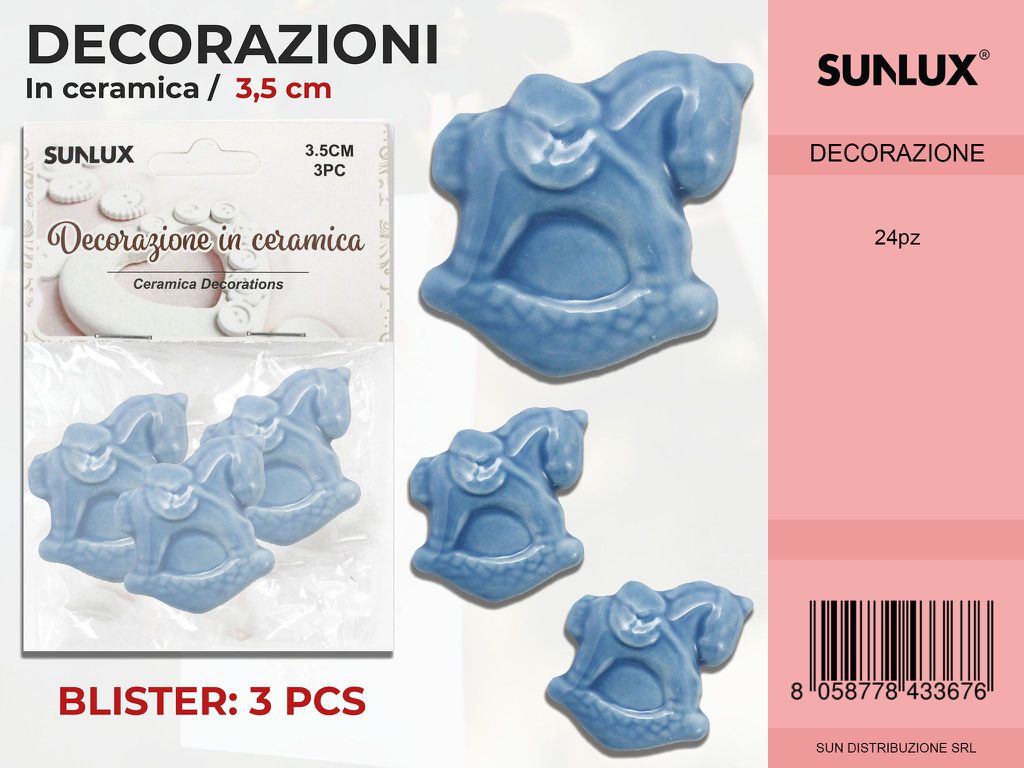 Dec. in Ceramica Baby. Azzurro 3PC-3.5CM