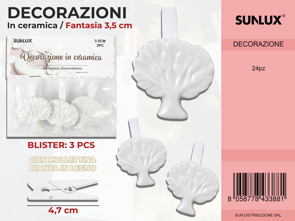 Molletta Dec. Ceramica Albero 3PC-4.7CM