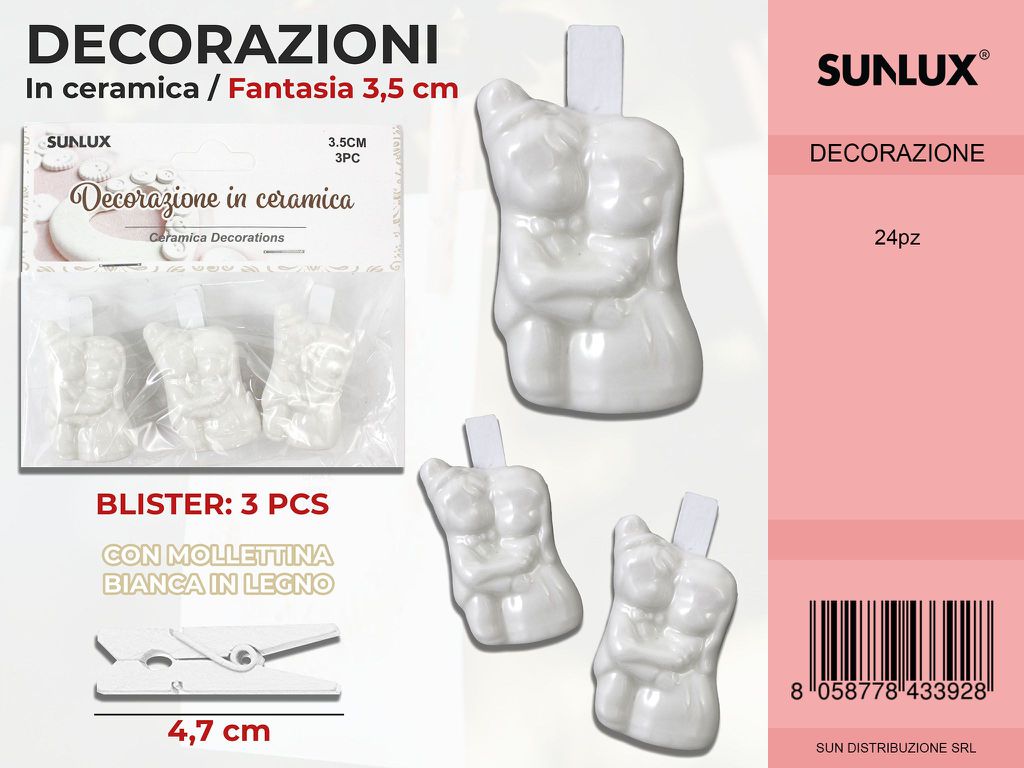 Molletta Dec. Ceramica Sposi 3PC-4.7CM