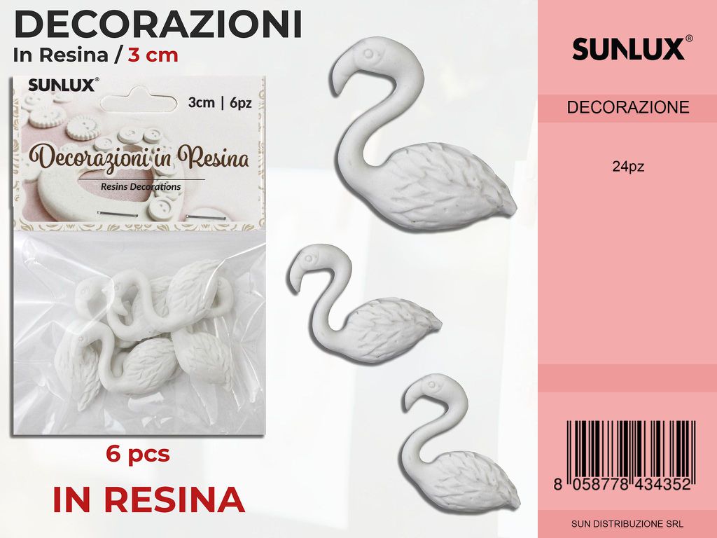 Dec. in Resina Flamingo 6PCS-3 Cm