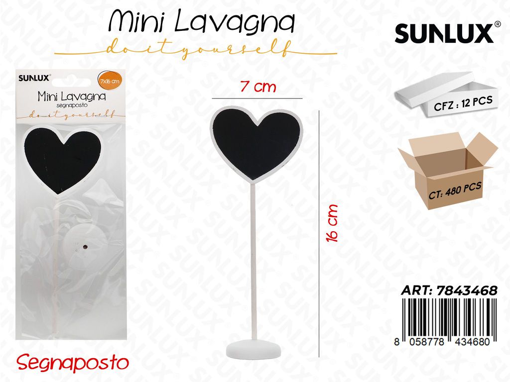 Mini Lavagna Cuore Segnaposto 7*16CM