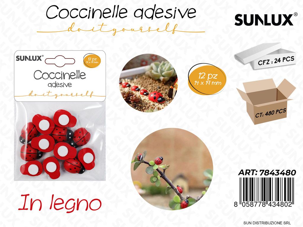 Coccinelle Adv in Legno 12PCS 14*19MM