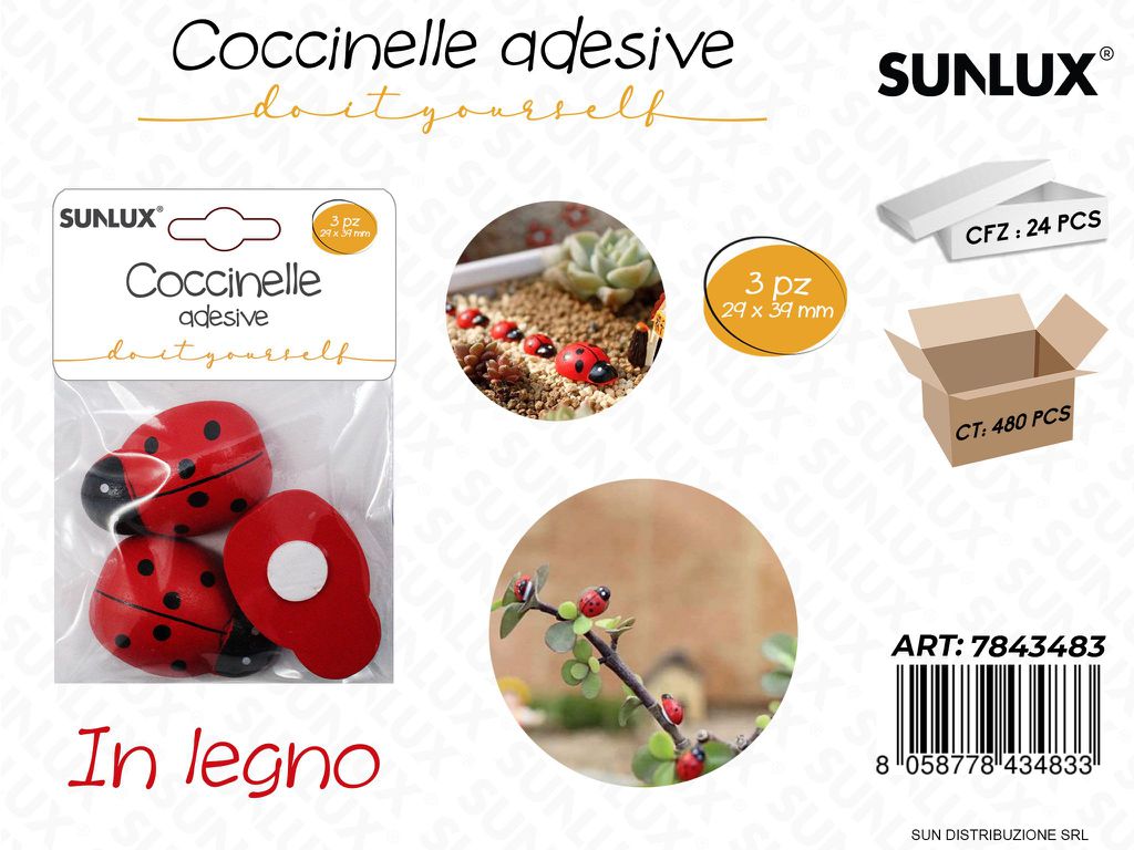 Coccinelle Adv in Legno 3PCS 29*39MM