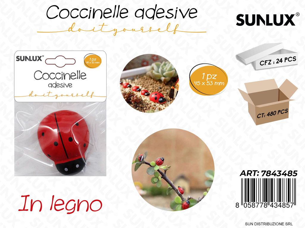 Coccinelle Adv in Legno 1PC 45*53MM