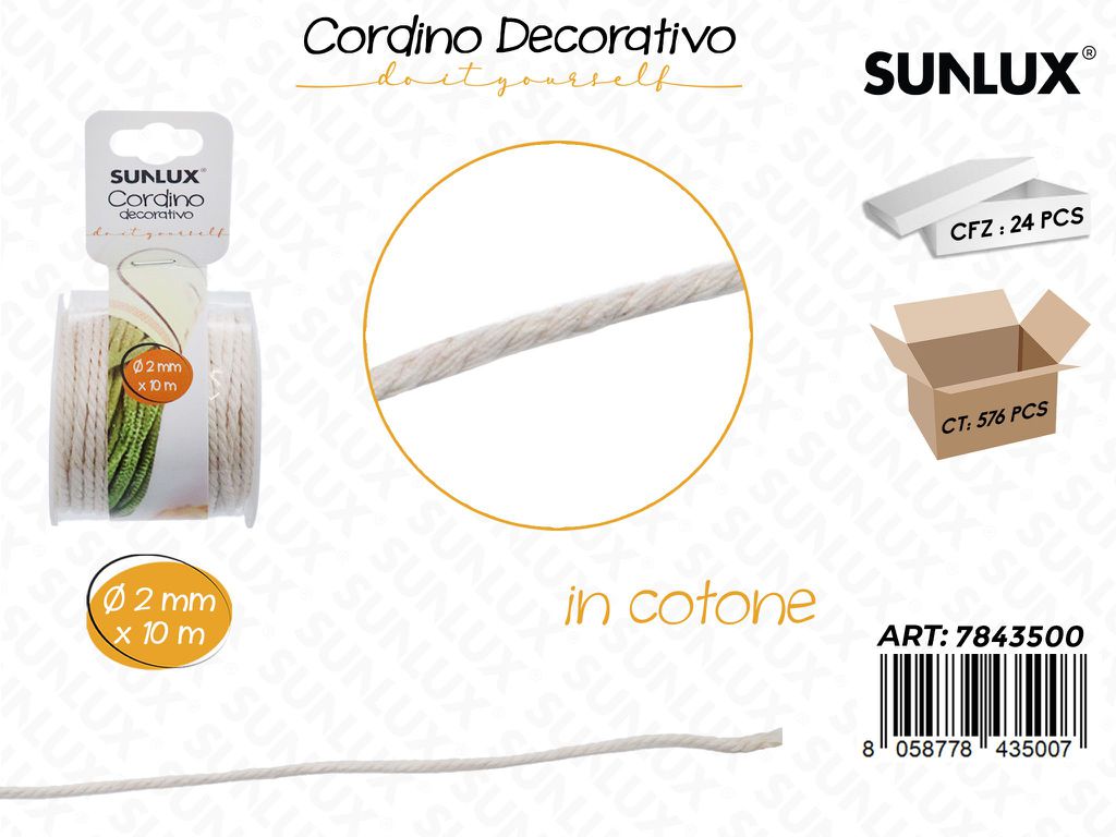 Cordino Dec. in Cotone D.2MM* 10MT