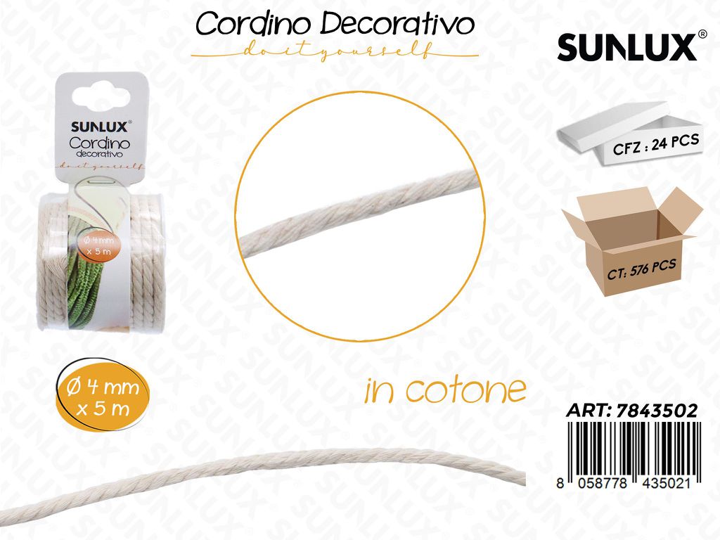 Cordino Dec. in Cotone D.4MM* 5MT