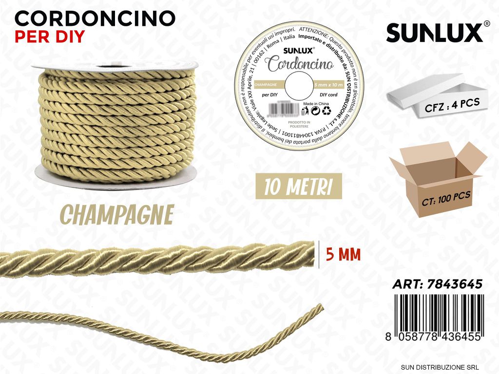 Cordoncino per Diy Champagne 5MM*10MT