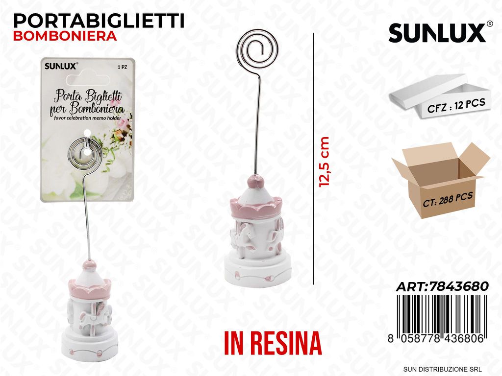 Portabiglietti per Bomb. Resina Rosa 12.5CM