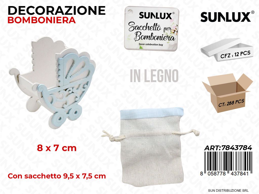 Scatolina Bomb. in Legno c/ Sacc. Boy 8*7CM
