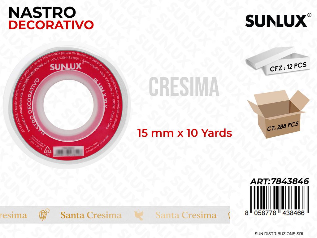 Nastro Dec. Santa Cresima 10Y*15MM