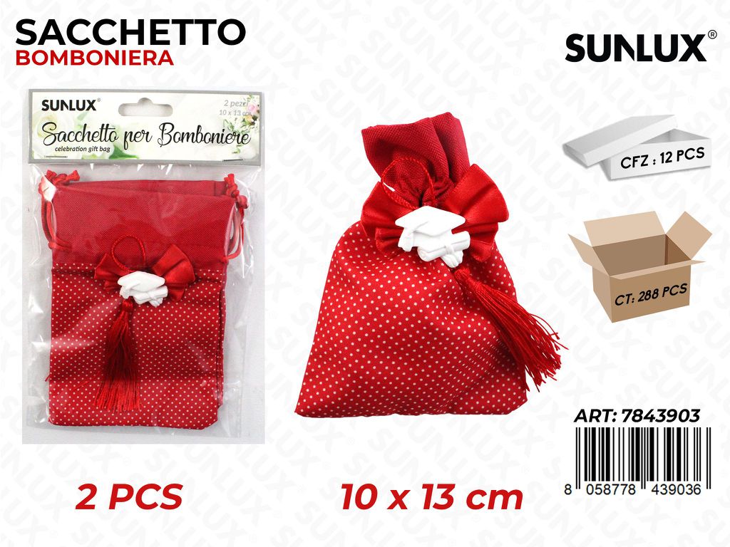 Sacchetto Bomb. Rosso Laurea 2PCS 10*13CM / Pz da 12