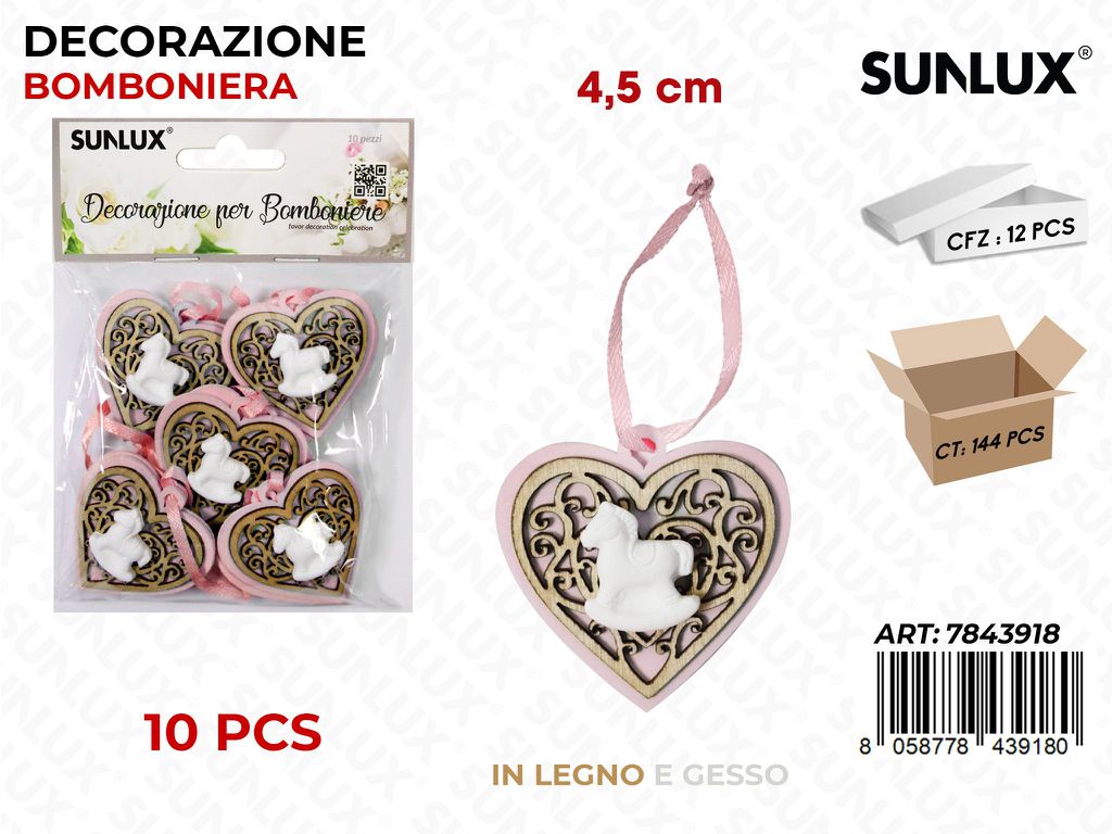 Sunlux Dec. Bomb. Gesso Rosa 10PCS 4.5CM