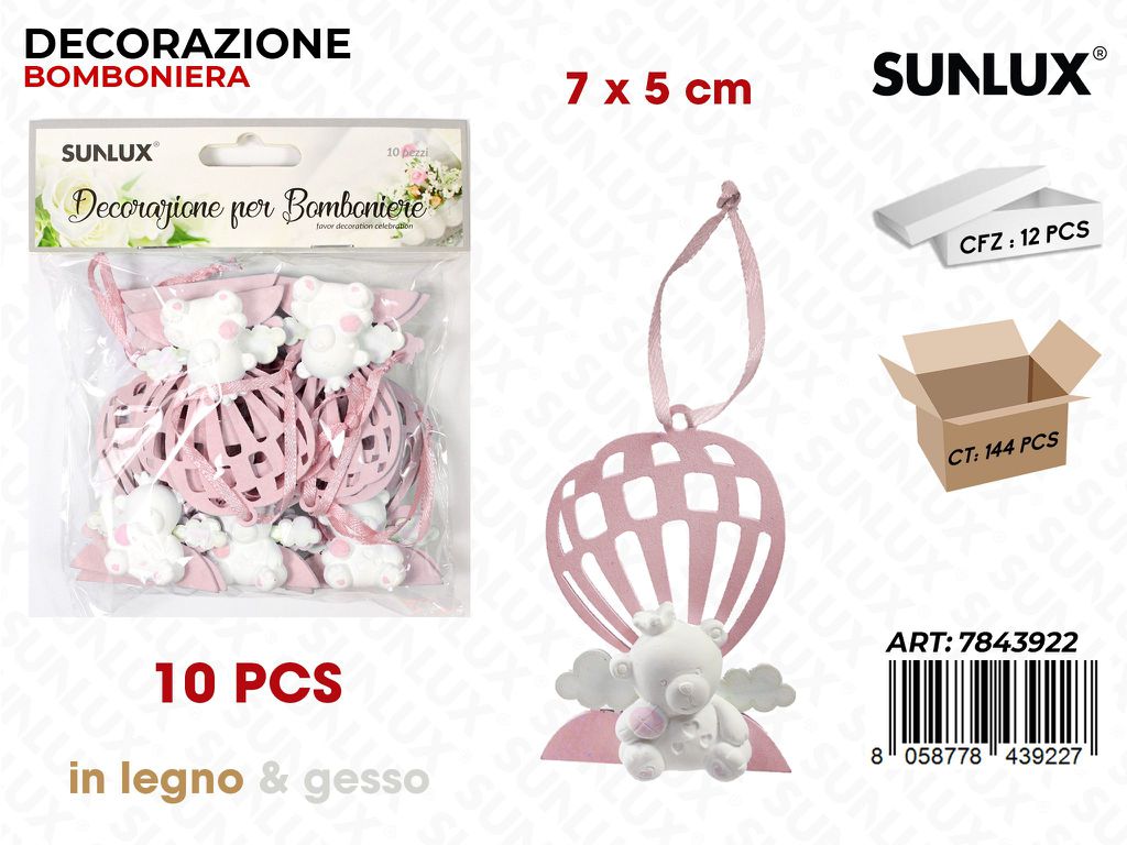Sunlux Dec. Bomb. Gesso Rosa 10PCS 7*5CM