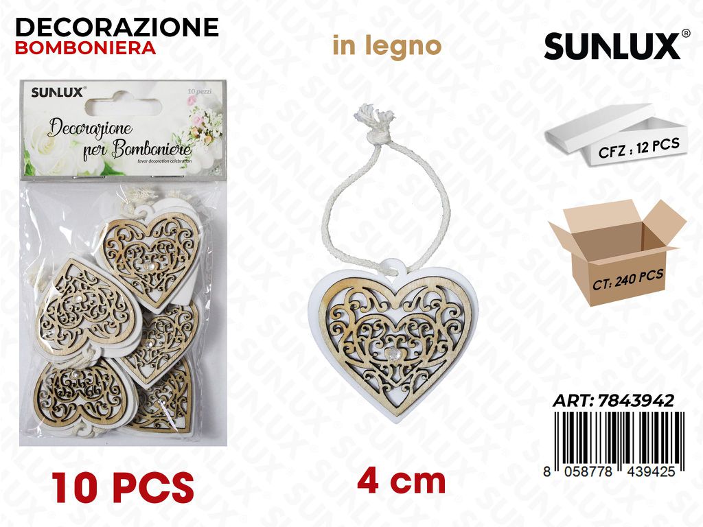 Sunlux Dec. Bomb. Legno Albero Vita 10PCS 4CM