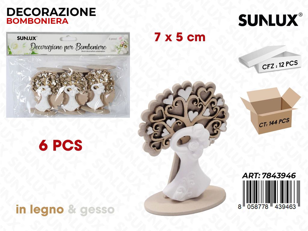 Sunlux Dec. Bomb. Gesso Matrim. 6PCS 7*5CM