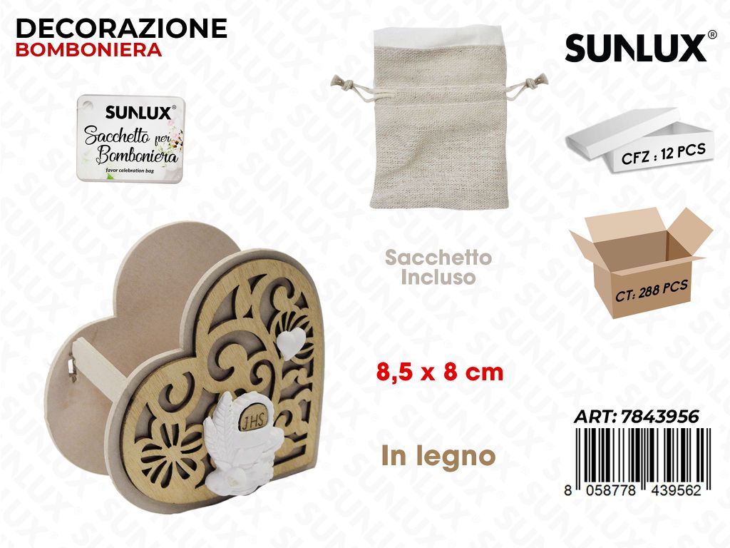 Sunlux Dec. Bomb. Comunione Legno 8.5*8CM