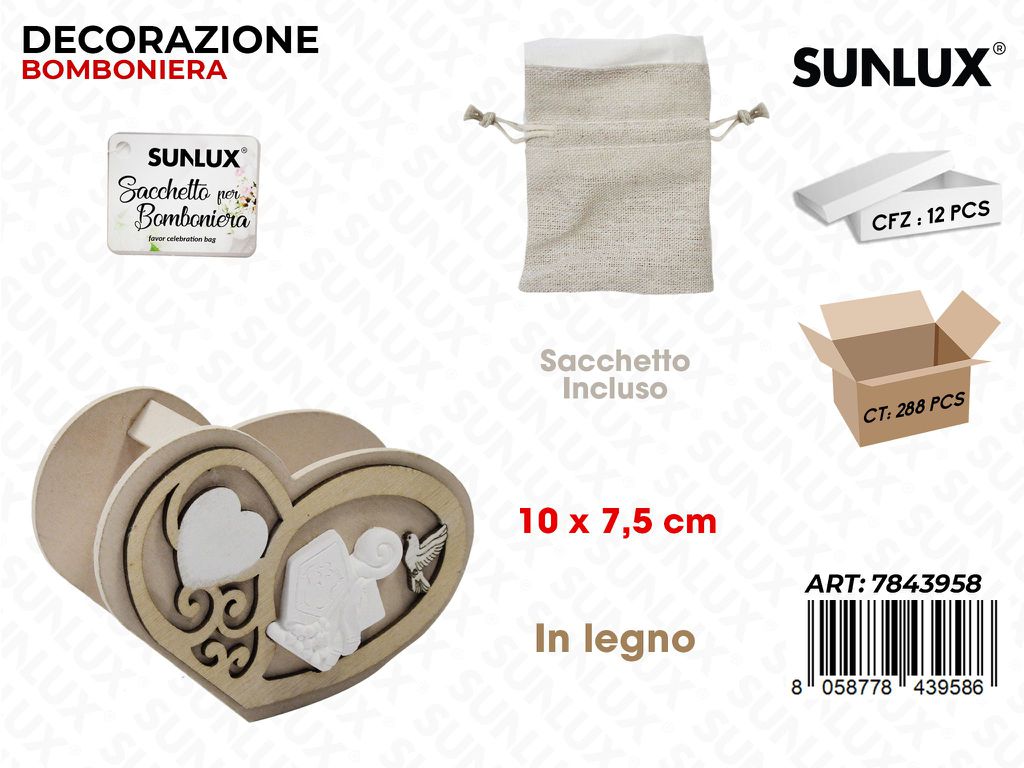 Sunlux Dec. Bomb. Cresima Legno 10*7.5CM