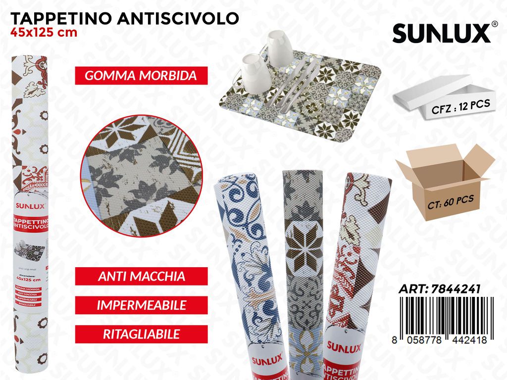 Sunlux Tappetino Antiscivolo Imp. Gomma ASS.45*125CM