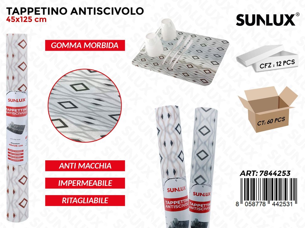 Sunlux Tappetino Antiscivolo Imp. Gomma ASS.45*125CM