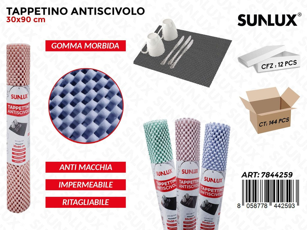 Sunlux Tappetino Antiscivolo Imp. Gomma Ass. 30*90CM