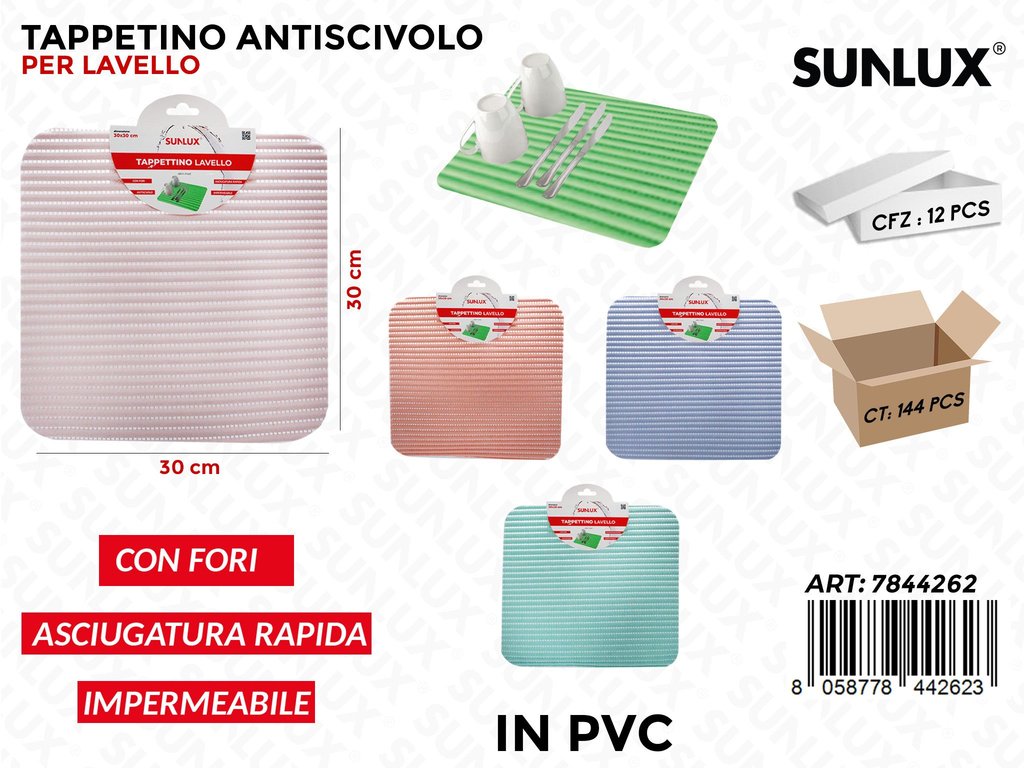 Sunlux Tappetino Antisc. Lavello Pvc Ass. 30*30CM