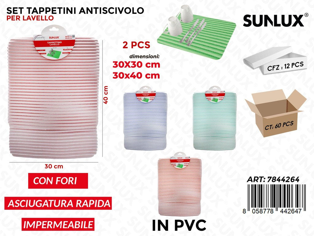 Sunlux Tappetino Antisc. Lavello Pvc 2PCS Mis. Ass.