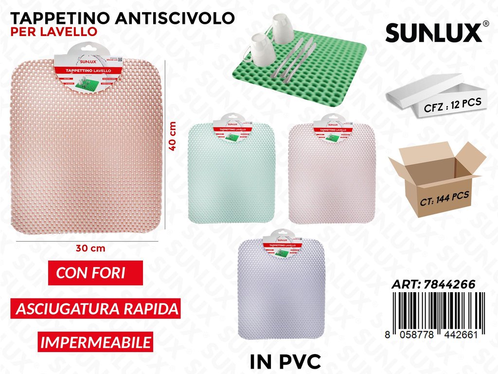 Sunlux Tappetino Antisc. Lavello Pvc Ass. 30*40CM