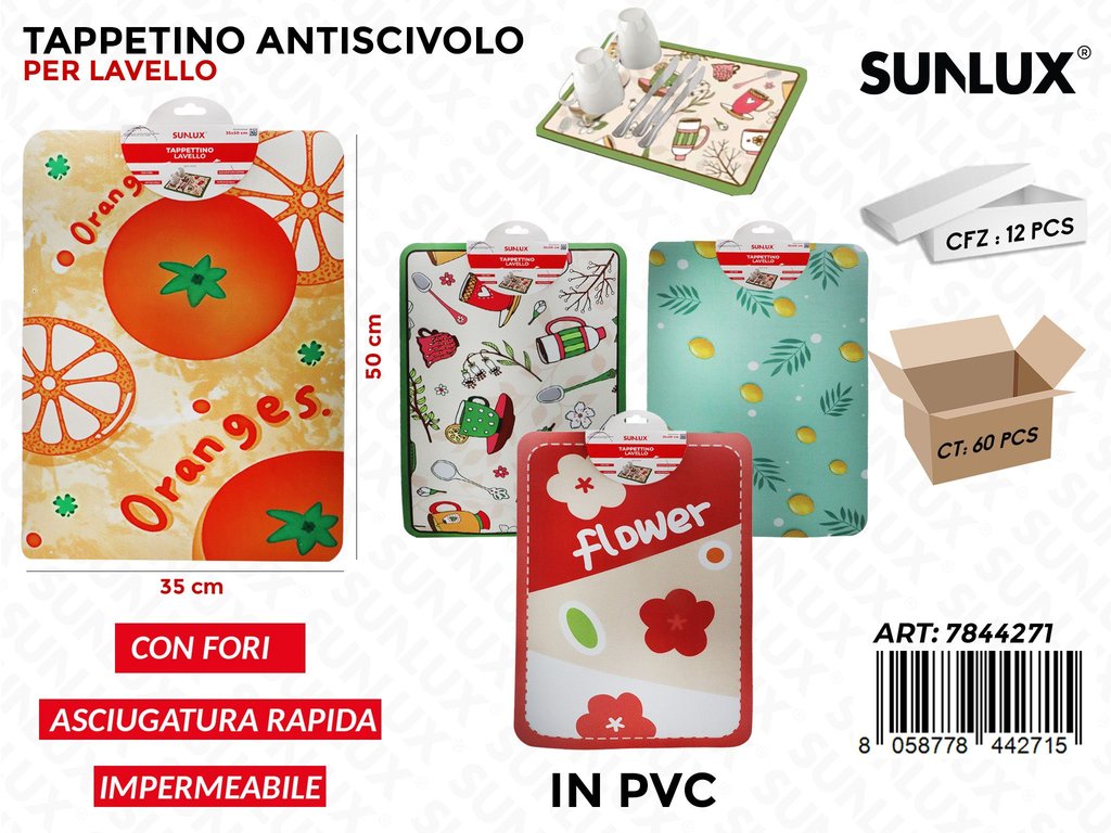 Sunlux Tappetino Antisc. Lavello Pvc Ass. 35*50CM