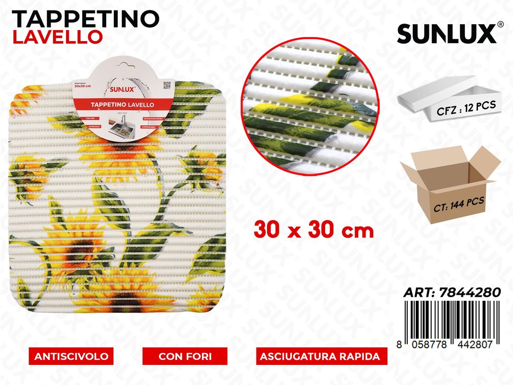 Sunlux Tappetino Lavello Fiori 30*30CM