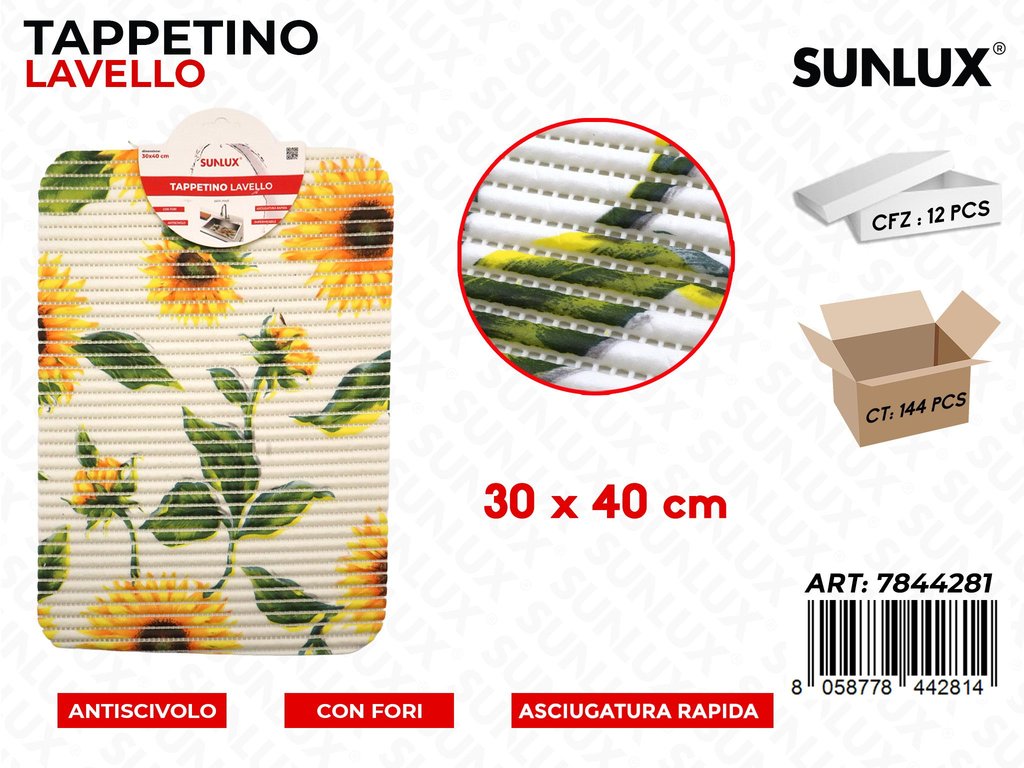 Sunlux Tappetino Lavello Fiori 30*40CM