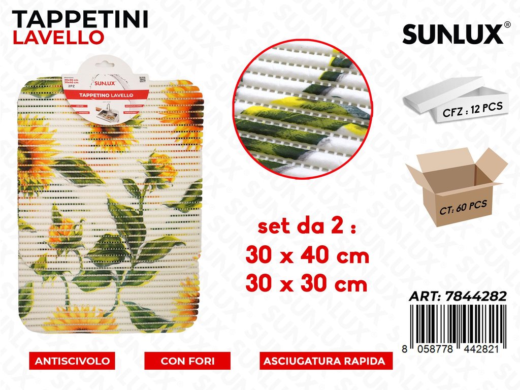 Sunlux Tappetino Lavello Fiori 2PCS Ass.