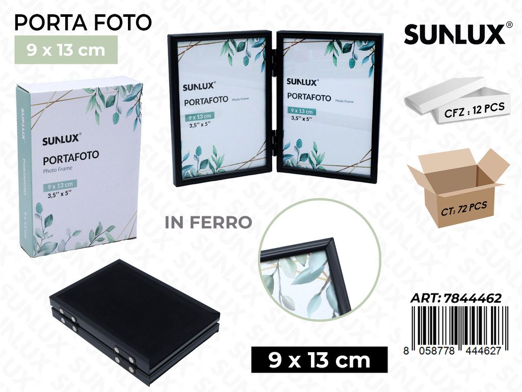 Sunlux Portafoto Piegh. in Ferro Nero 9*13CM