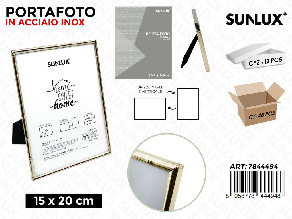 Sunlux Portafoto Acc.inox Oro c/ Supp. 15*20CM