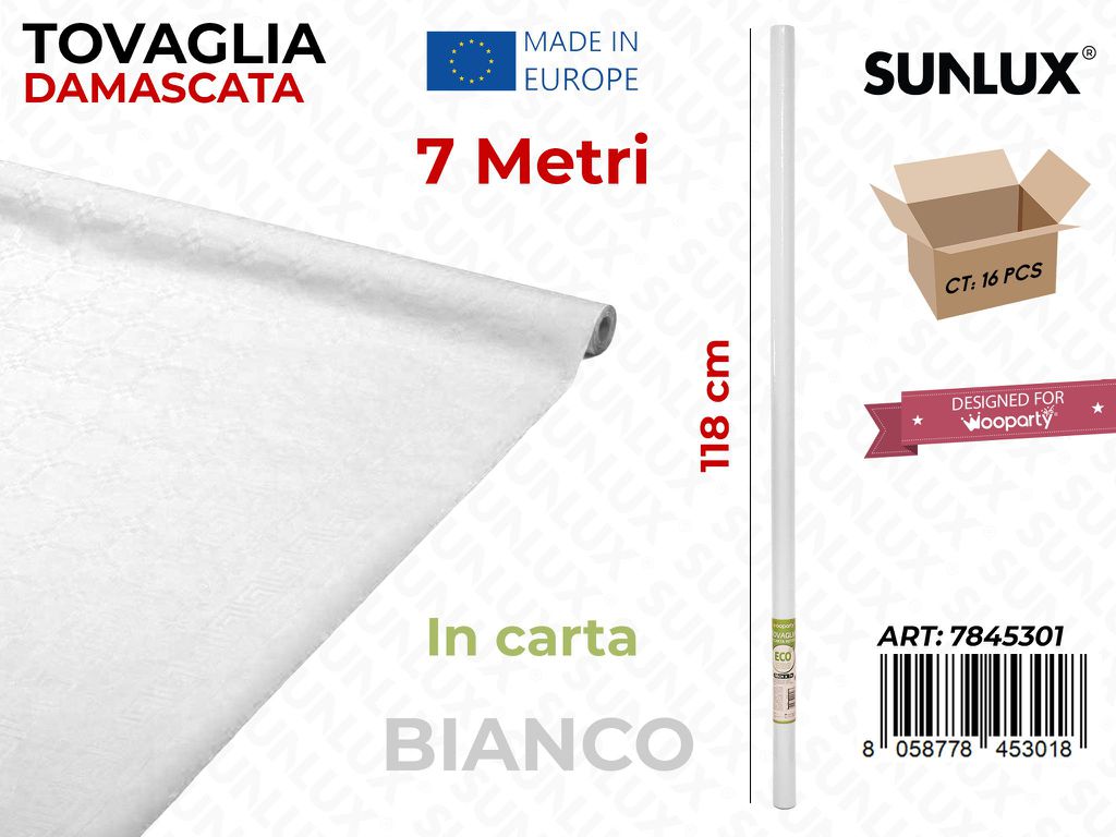 118Cm*7Mt Tovaglia Bianco Damasc.