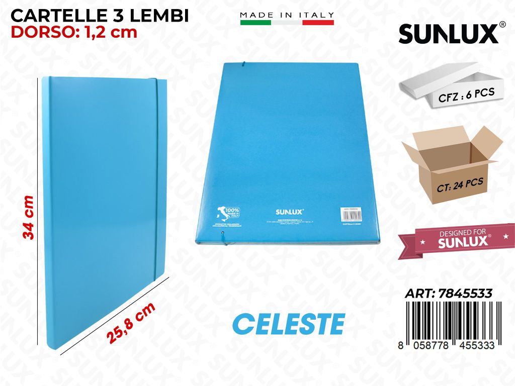 Cartelle 3 Lembi Celeste 25.8*34CM
