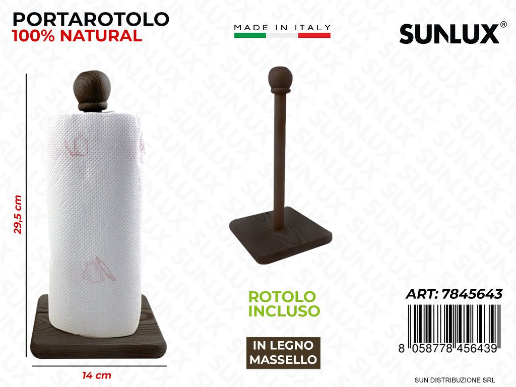 Portacarta c/Rotolo in Legno MASSELLO14*29.5CM